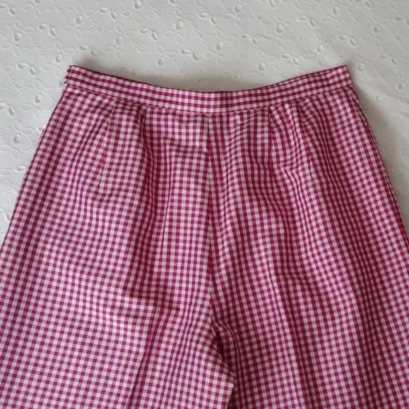 Talbots Petites Pure Silk Gingham Check Pants Size 4 - Picture 3 of 8